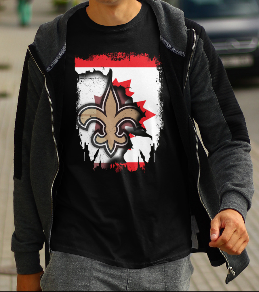 Canada Saints Maple Leaf Burst Fleur-de-lis T-Shirt