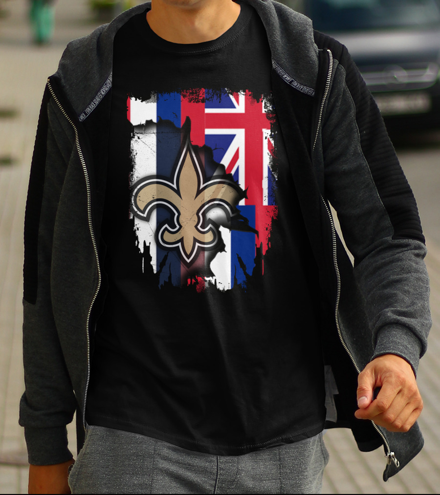 Together Hawaii New Orleans Saints Fleur De Lis Flag T-Shirt