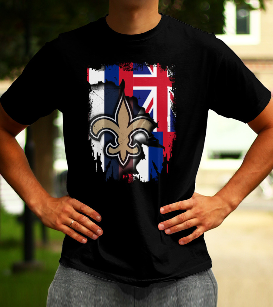 Together Hawaii New Orleans Saints Fleur De Lis Flag T-Shirt