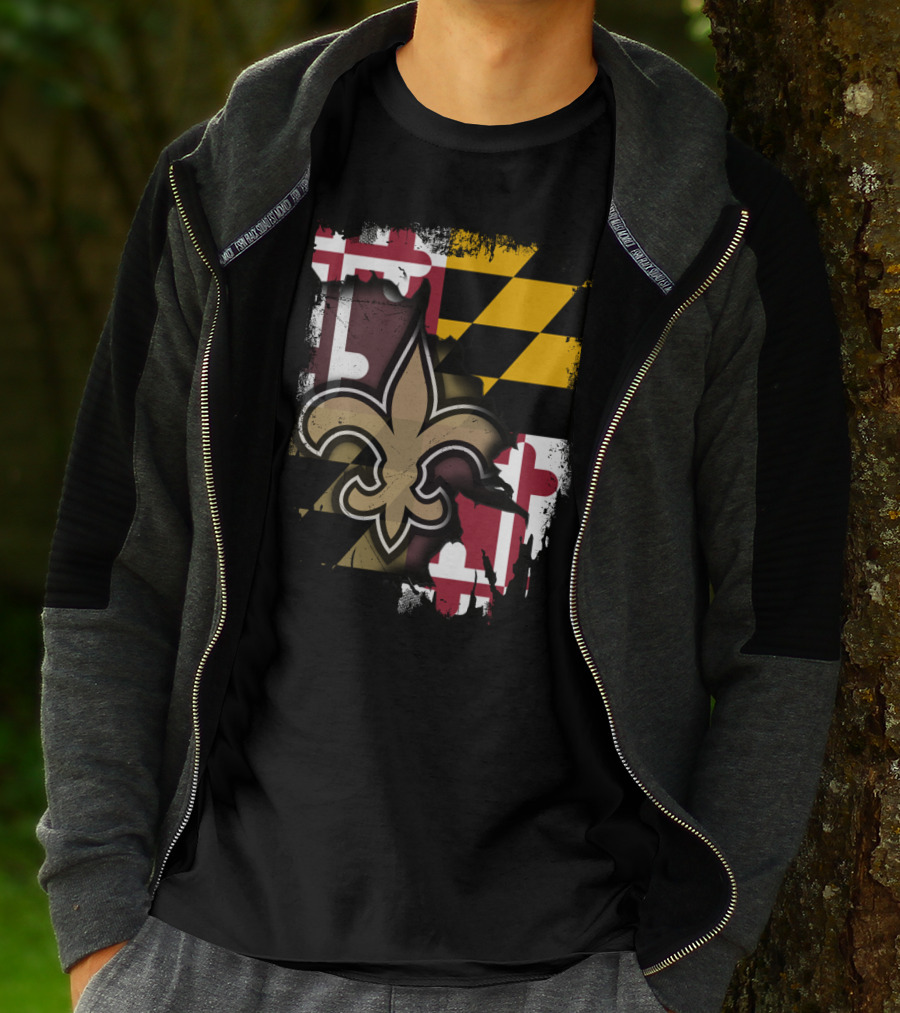 Maryland Emblem With Saints Fleur-de-lis T-Shirt