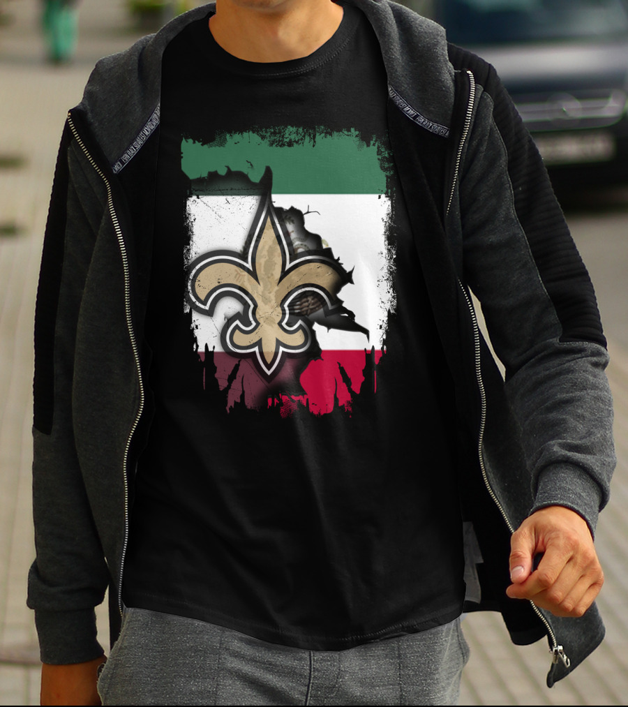 Fleur-de-Lis Mexico Flag Saints Unity T-Shirt