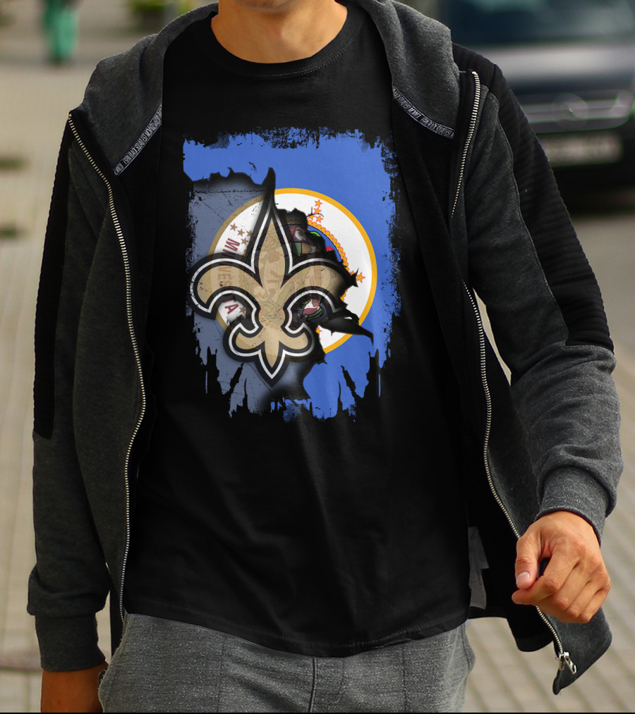 Together Minnesota With Louisiana Saints Fleur-de-lis Emblem T-Shirt