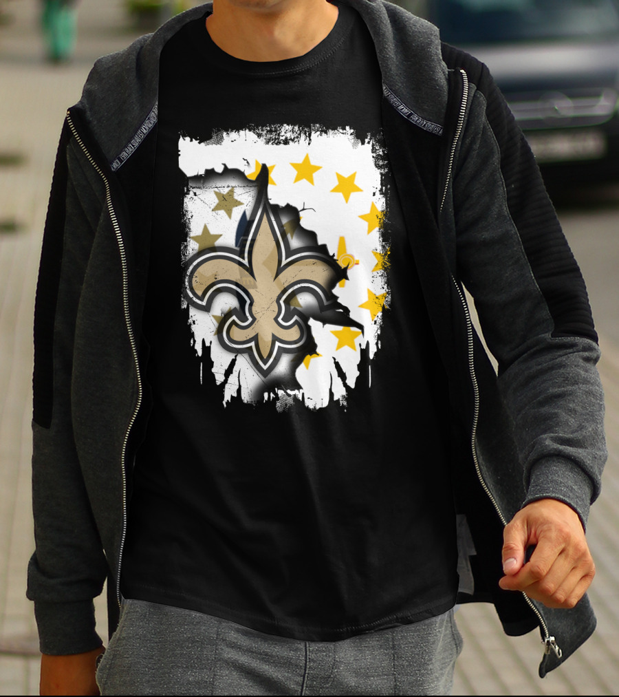 Together Rhode Island With Saints Fleur-De-Lis Stars T-Shirt