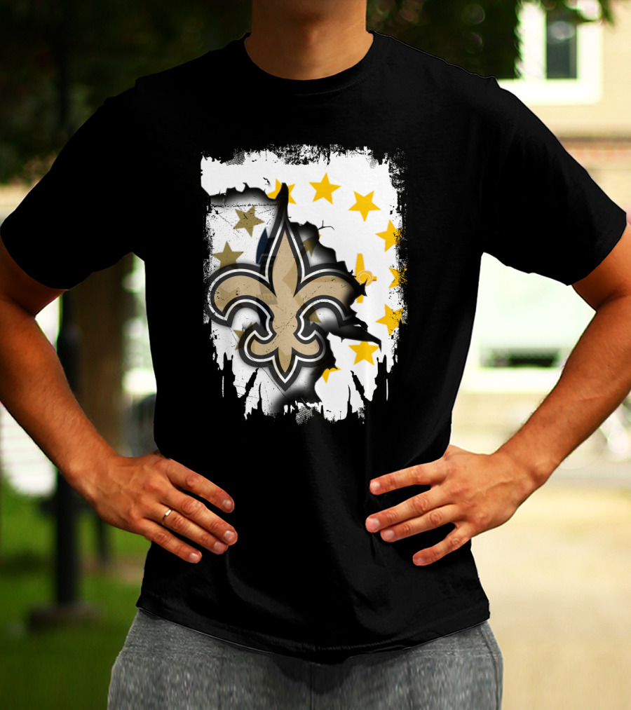 Together Rhode Island With Saints Fleur-De-Lis Stars T-Shirt