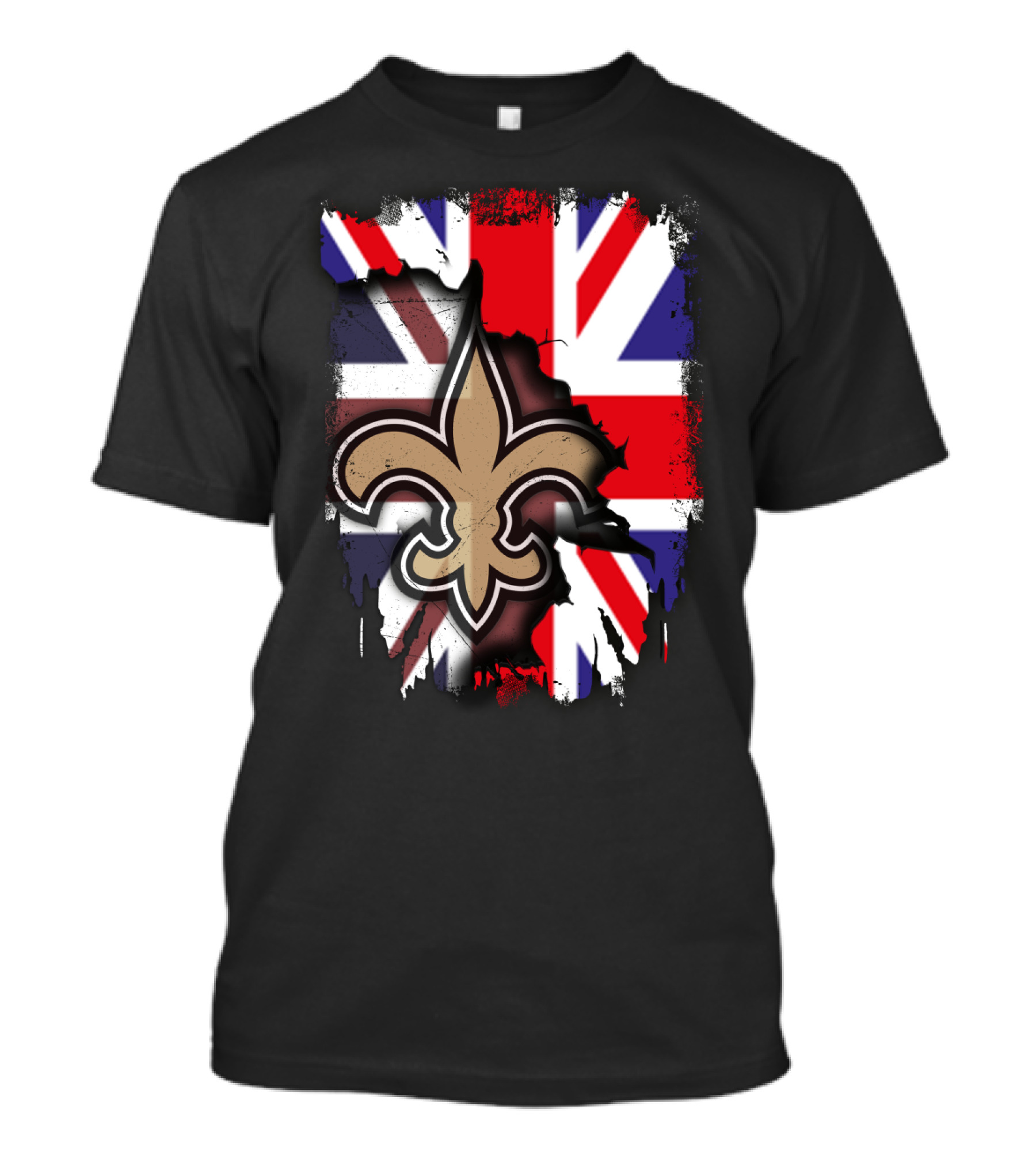 United Kingdom Flag With Saints Fleur-de-Lis T-Shirt