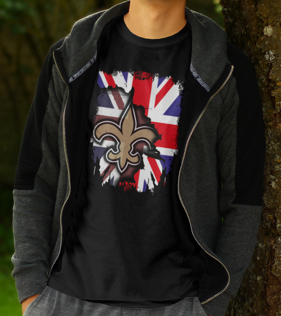 United Kingdom Flag With Saints Fleur-de-Lis T-Shirt