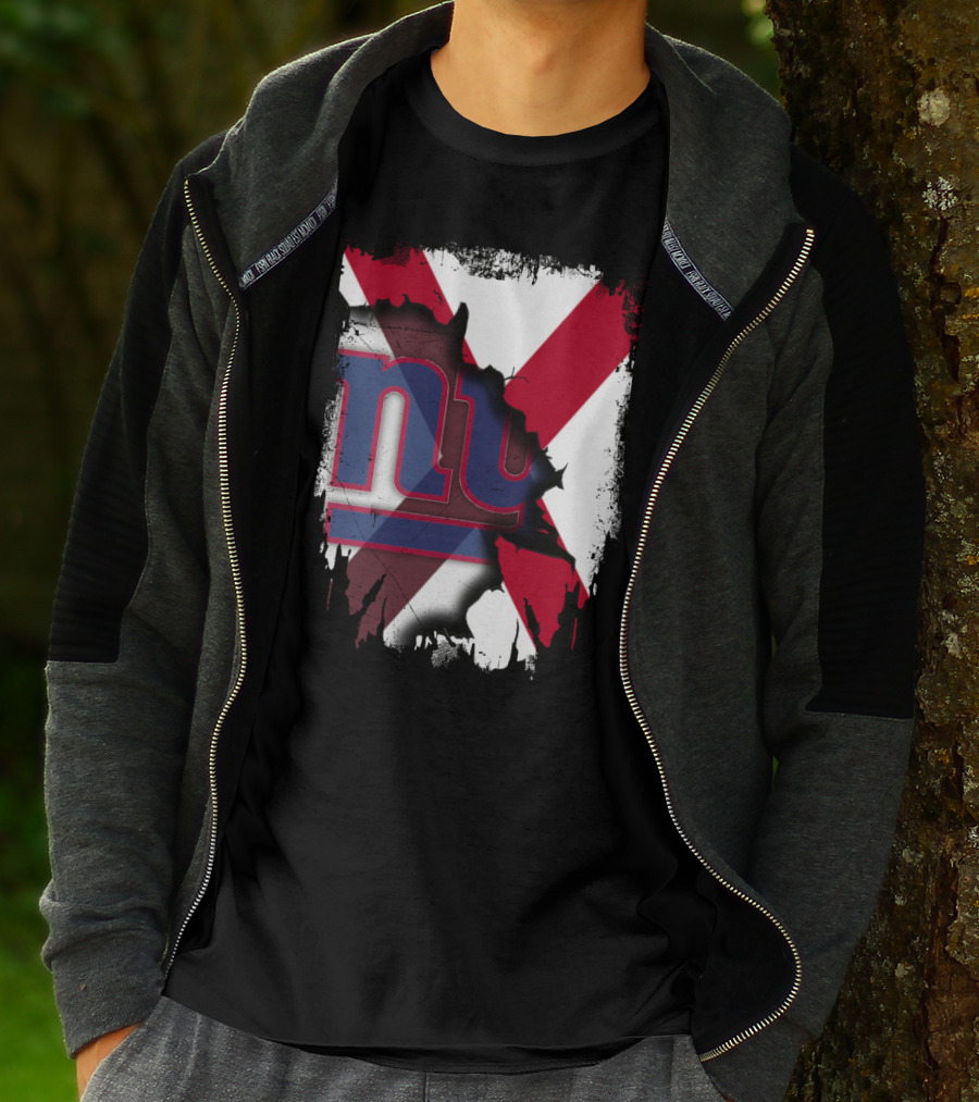 Alabama State Flag Torn To Reveal Giants NY T-Shirt