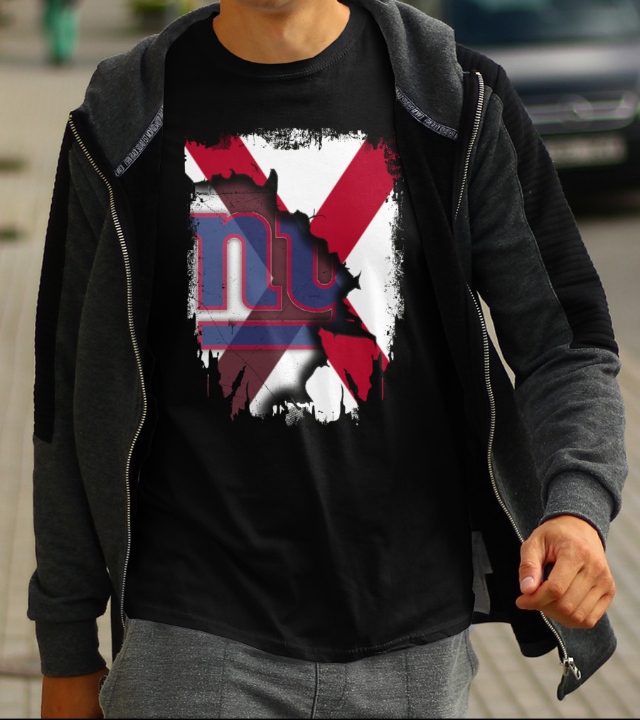 Alabama State Flag Torn To Reveal Giants NY T-Shirt