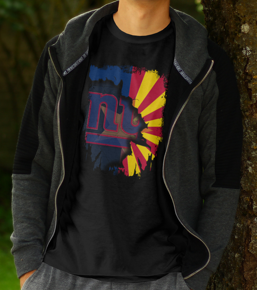 Arizona State Outline With New York Giants T-Shirt