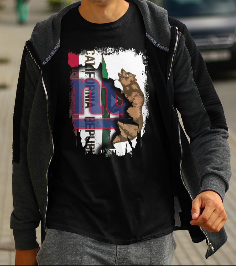 California Republic Bear With Giants Logo Overlay T-Shirt
