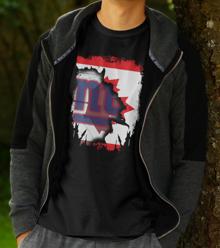 Together Canada With New York Giants Maple Leaf Emblem T-Shirt