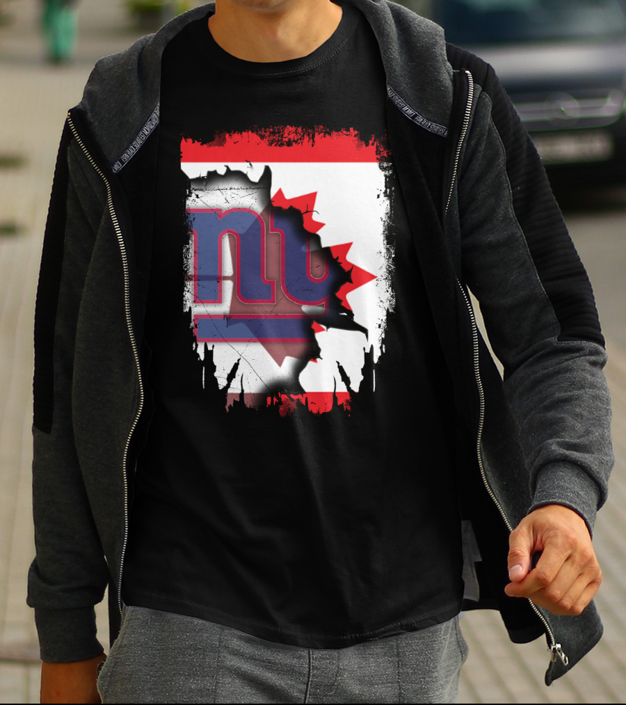 Together Canada With New York Giants Maple Leaf Emblem T-Shirt