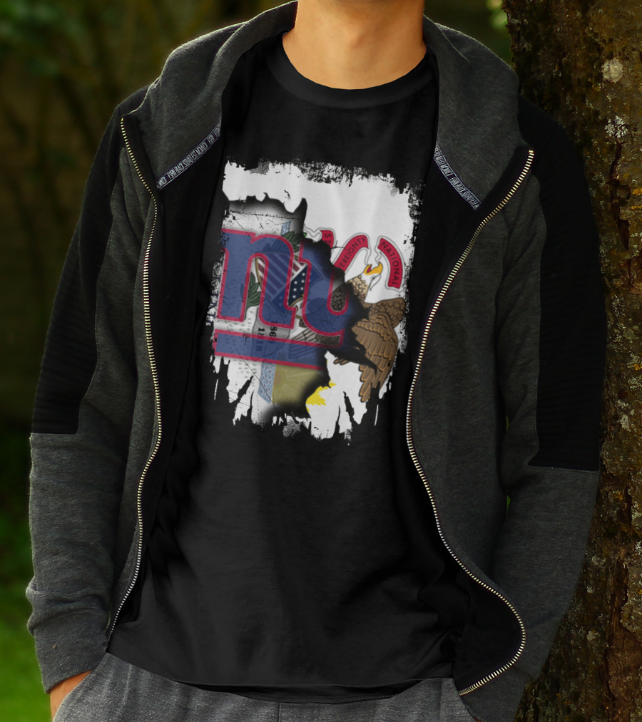 Together Illinois With New York Giants Flag And Illinois Seal Fusion T-Shirt