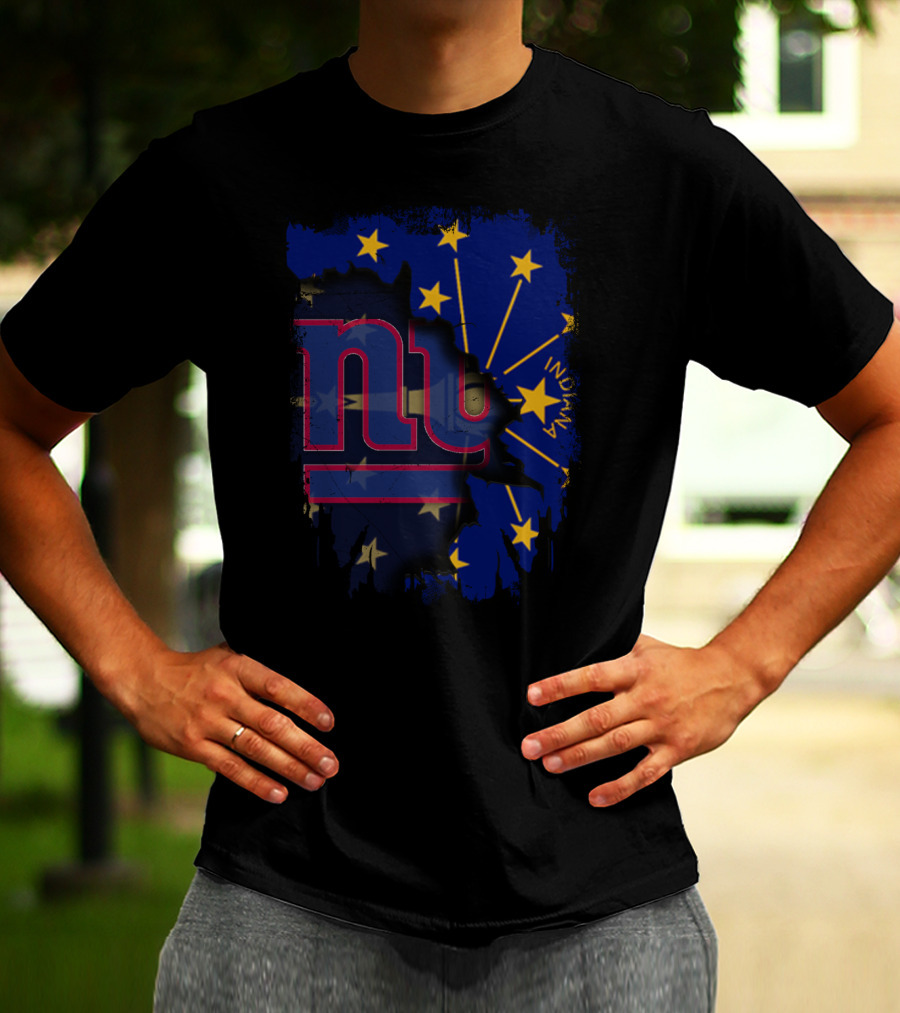 Indiana State Flag With New York Giants T-Shirt
