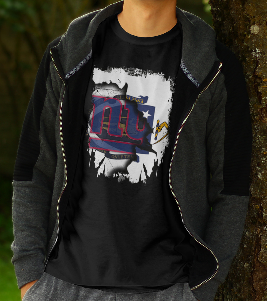 Together Massachusetts Meets Giants New York Team Flag Fusion T-Shirt