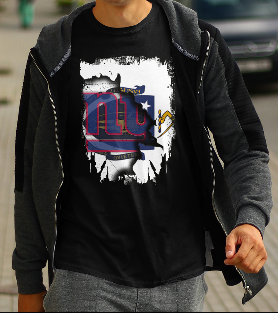 Together Massachusetts Meets Giants New York Team Flag Fusion T-Shirt