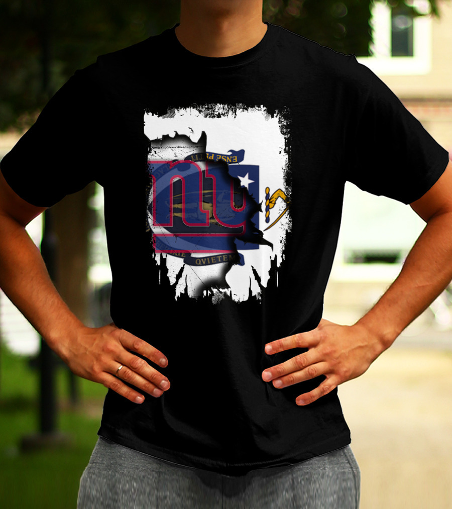 Together Massachusetts Meets Giants New York Team Flag Fusion T-Shirt