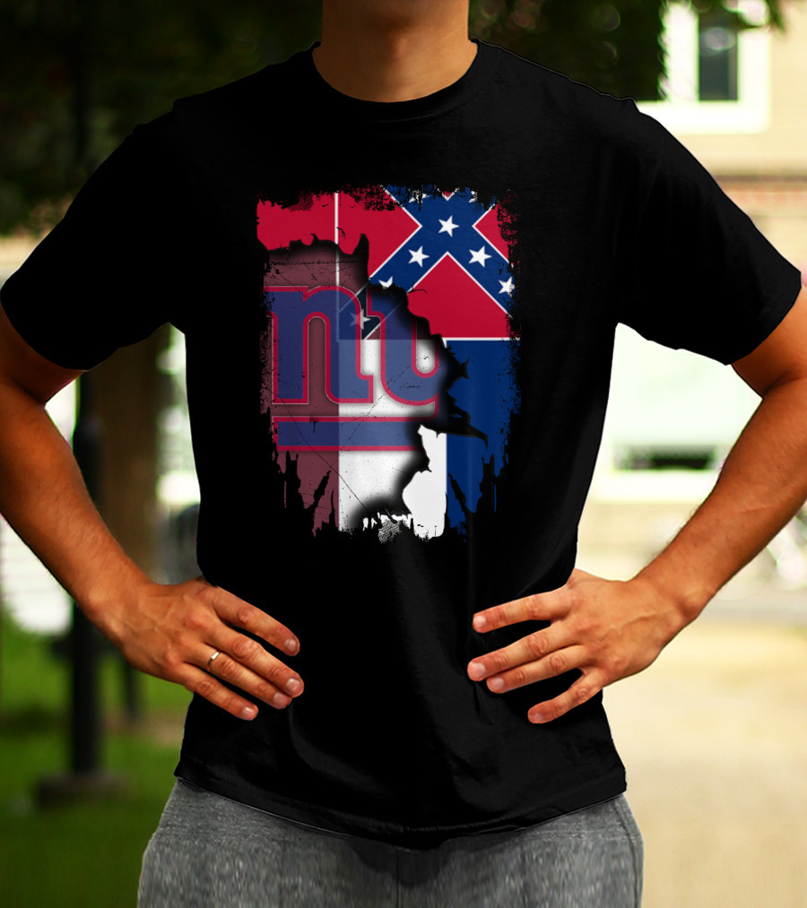 Mississippi Flag With New York Giants Logo Fusion T-Shirt