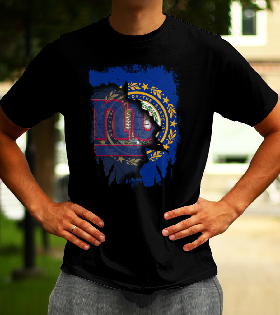 New Hampshire State Seal With Giants Football Logo Combination T-Shirt