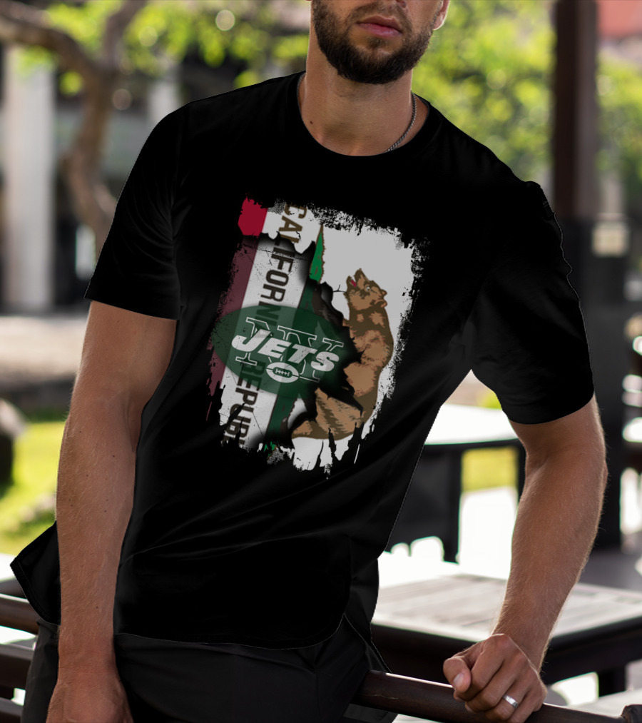 California Republic Bear With Jets Football T-Shirt