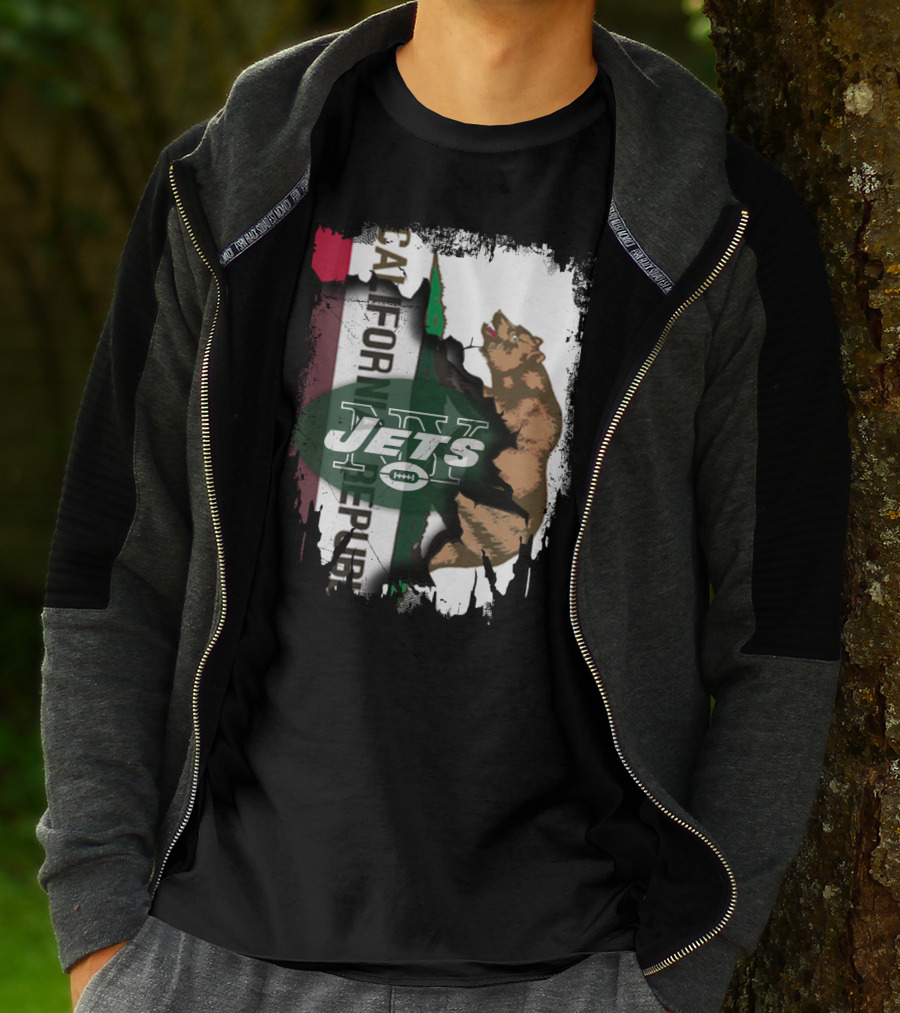California Republic Bear With Jets Football T-Shirt