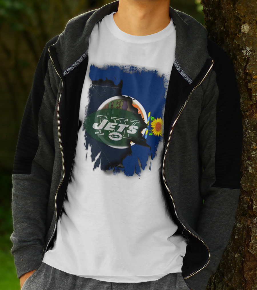 Kansas Pride With New York Jets Logo And Sunflower T-Shirt