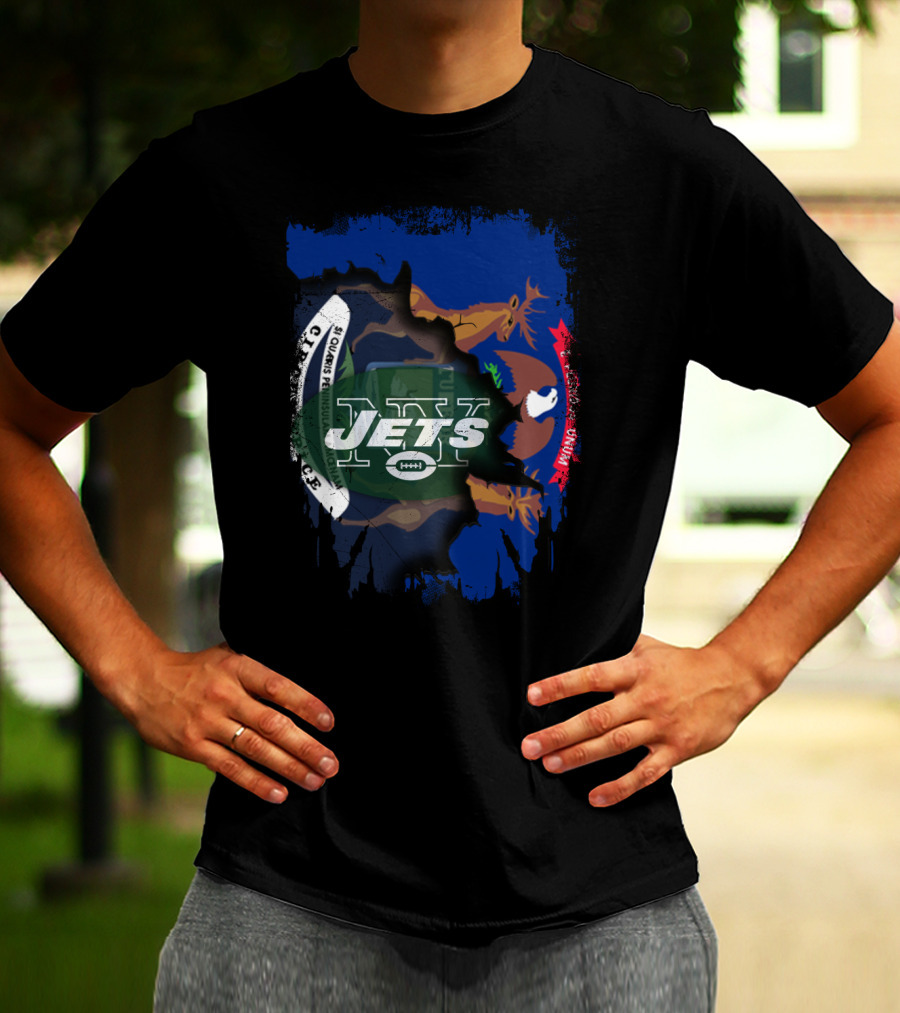 Michigan Together With Jets NFL Collaboration T-Shirt