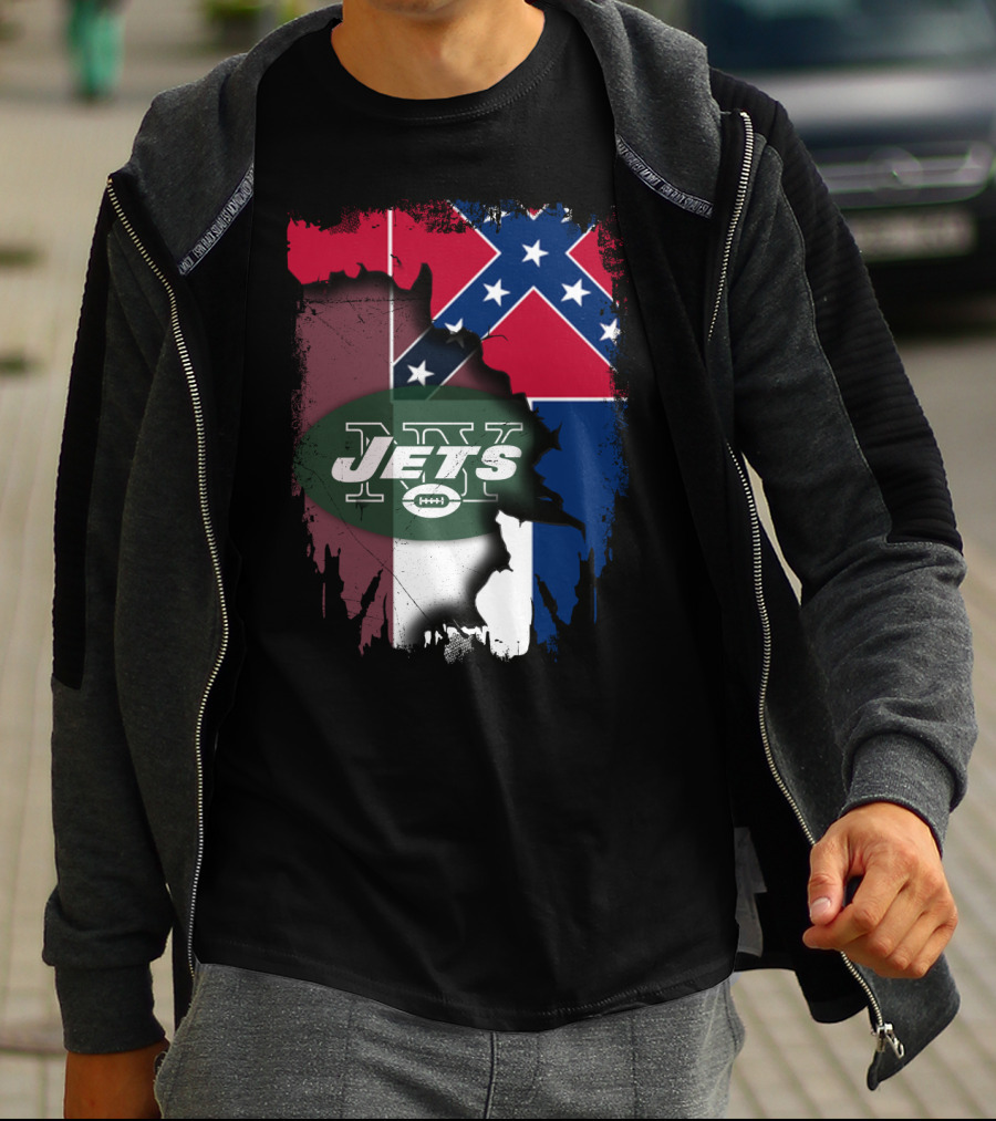 Jets New York Mississippi Confederate Flag T-Shirt