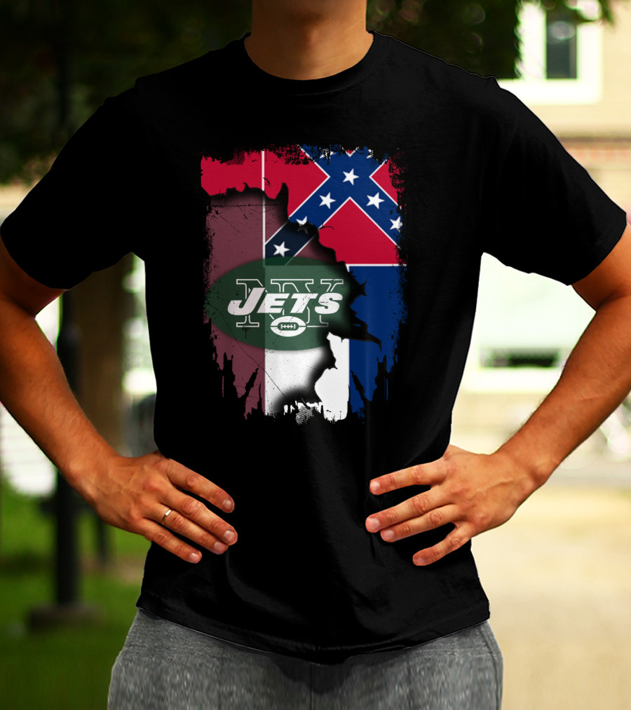 Jets New York Mississippi Confederate Flag T-Shirt