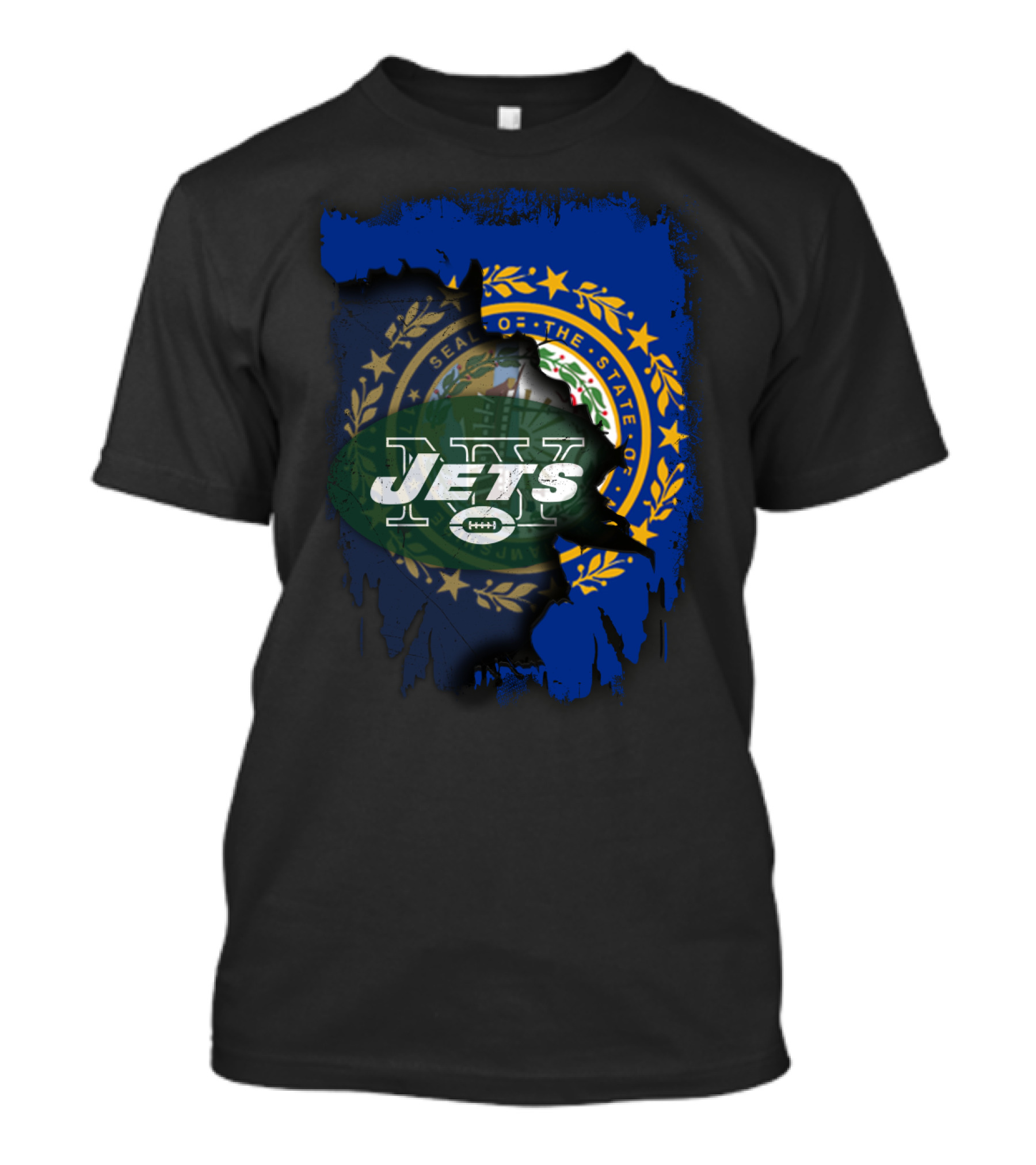 New Hampshire State Seal And Jets Football T-Shirt