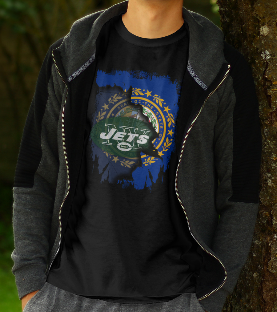 New Hampshire State Seal And Jets Football T-Shirt