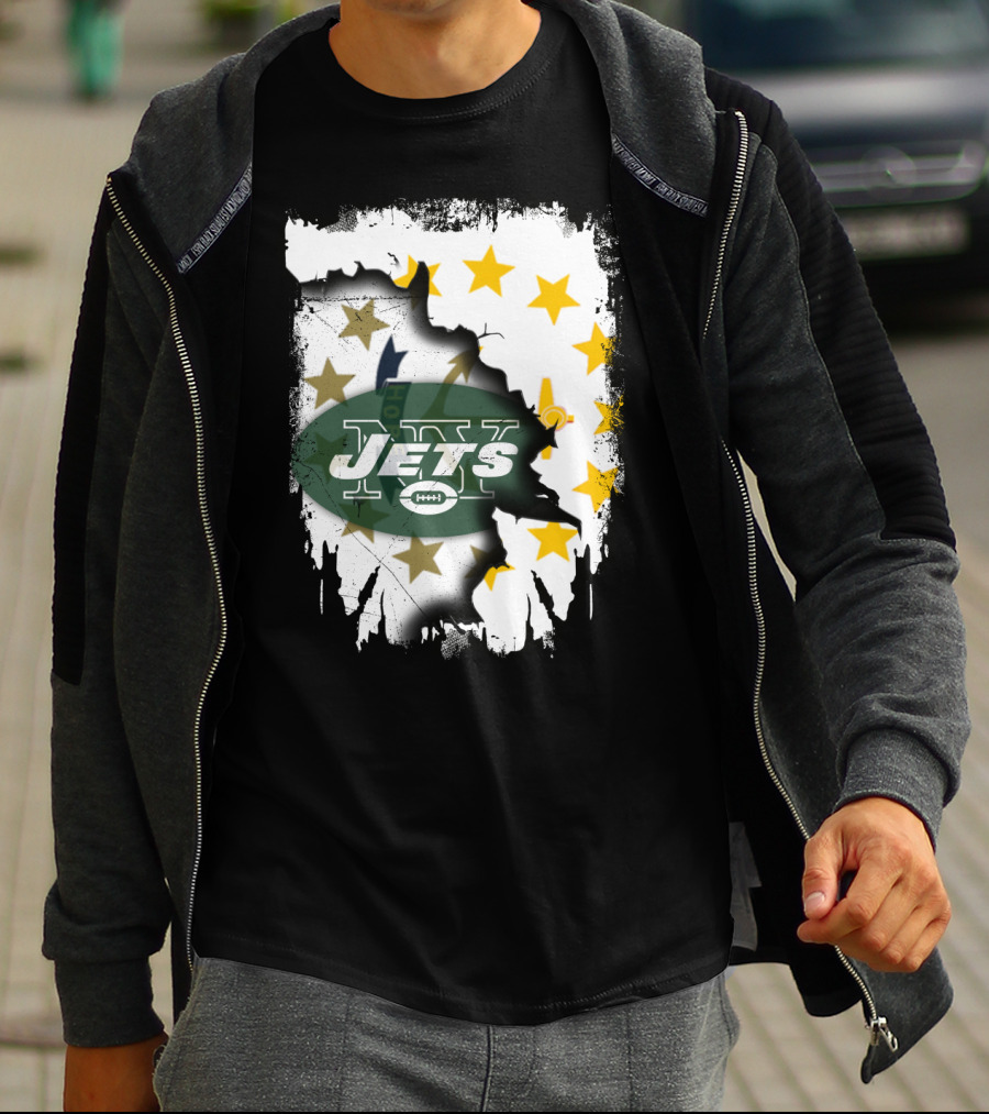 Rhode Island Map With Stars And Jets T-Shirt