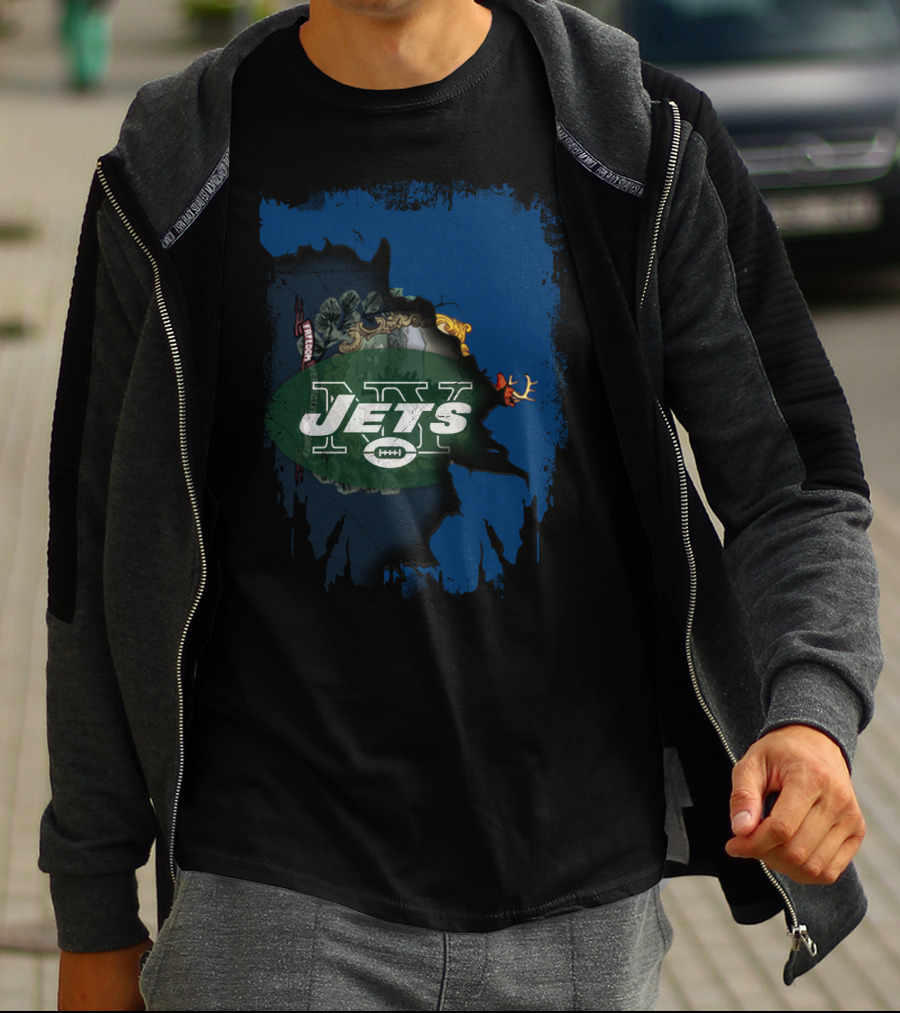 Jets Vermont Collaboration Mashup Map Iconic Symbols And Logos T-Shirt