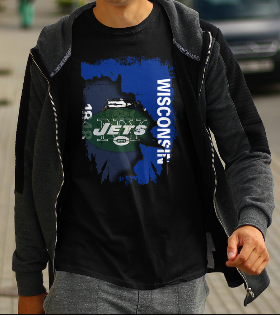 Wisconsin 1848 New York Jets Football Collaboration T-Shirt