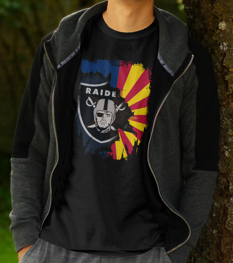 Arizona Flag With Raiders Logo Fusion T-Shirt