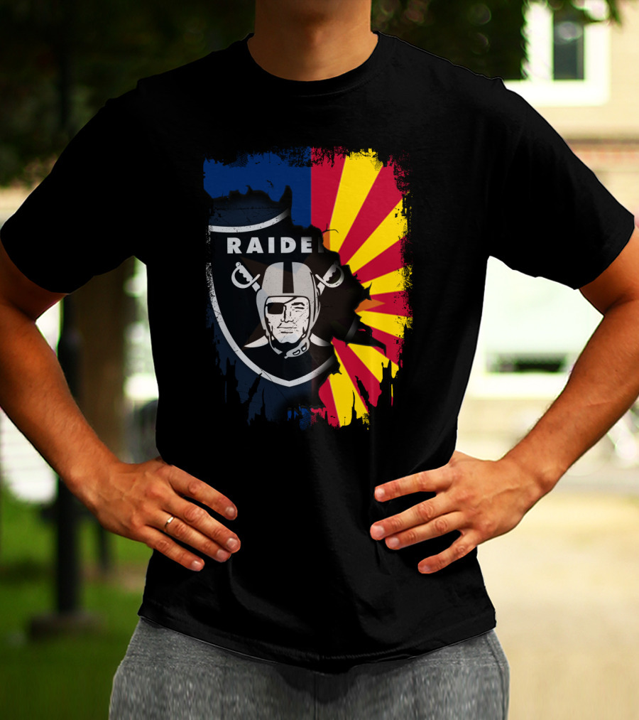 Arizona Flag With Raiders Logo Fusion T-Shirt
