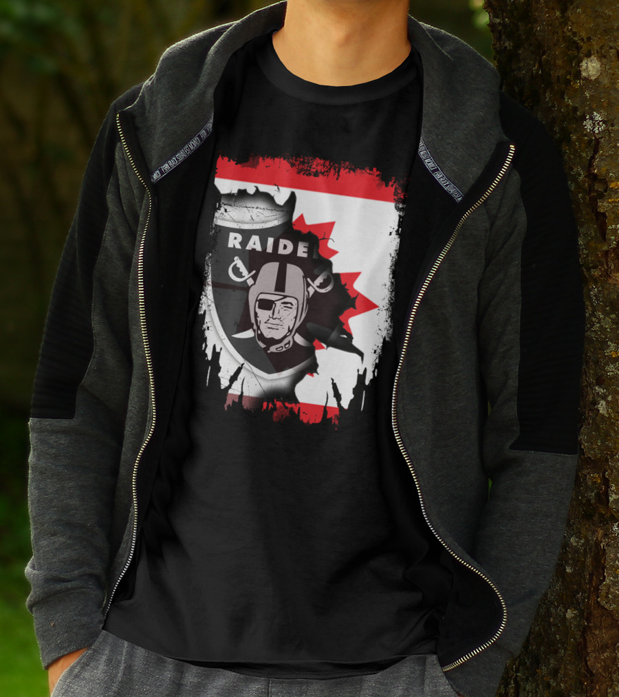 Together Canada With Raiders Iconic Emblem Maple Leaf Integration T-Shirt