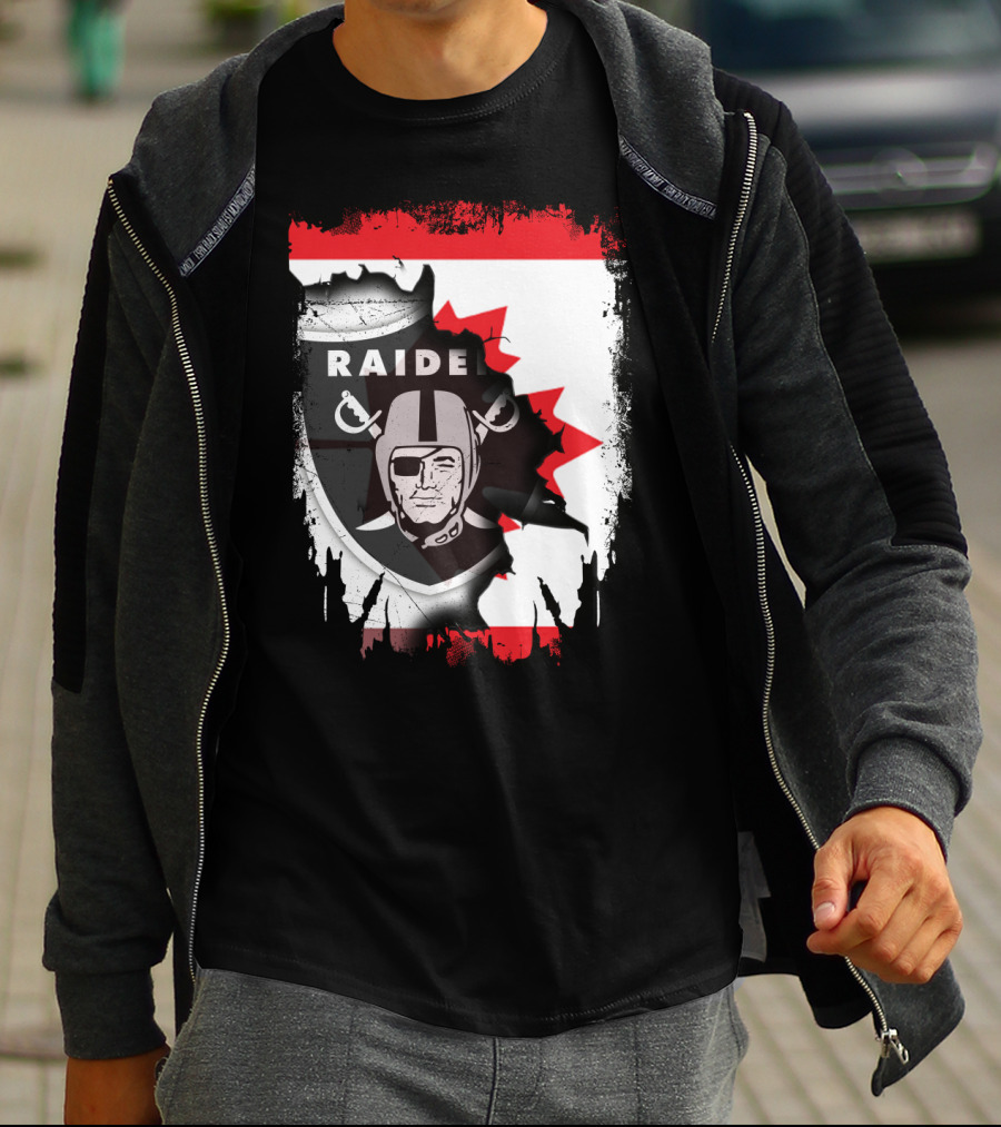 Together Canada With Raiders Iconic Emblem Maple Leaf Integration T-Shirt