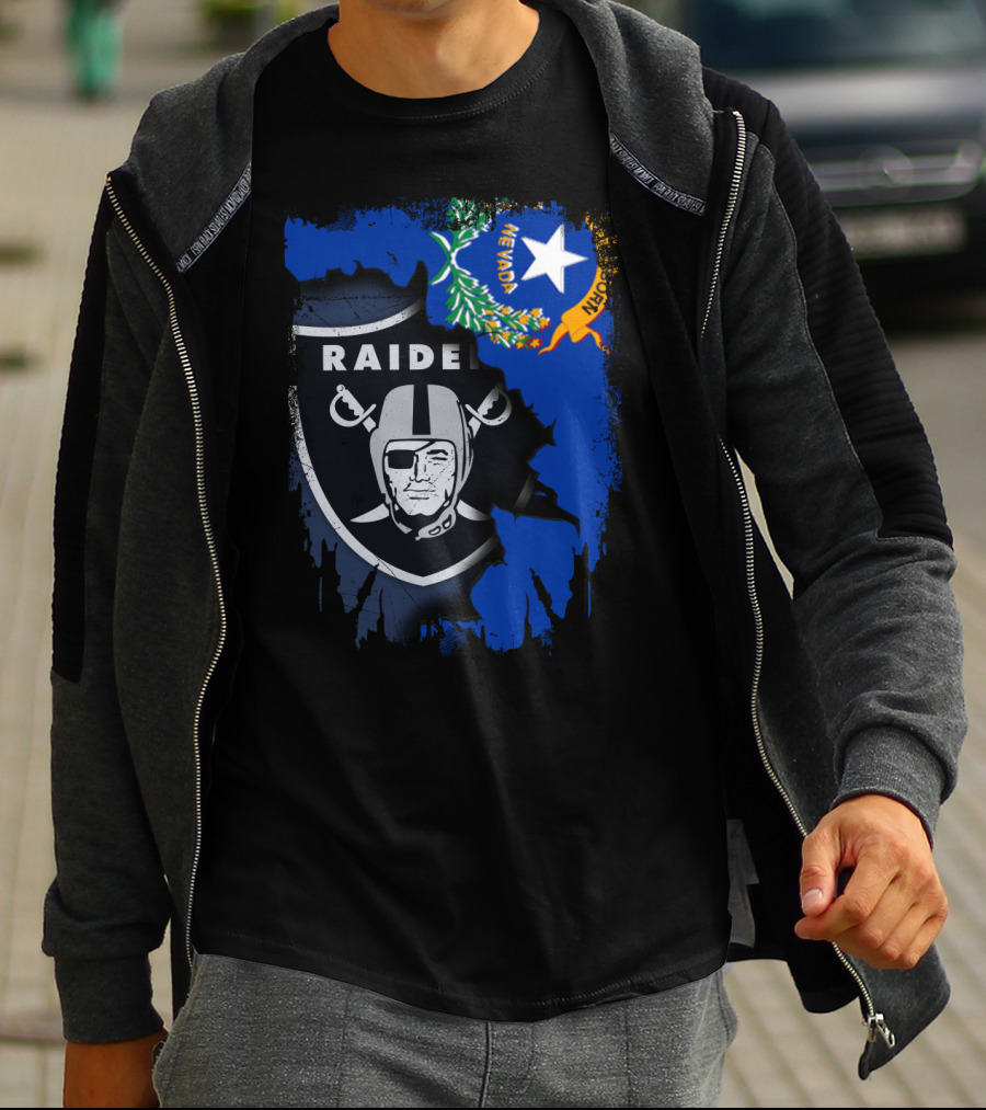 Nevada Raiders United With State Flag Emblem T-Shirt