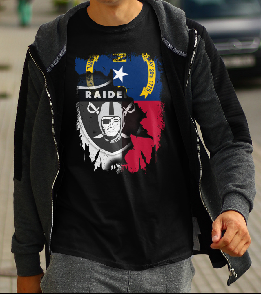North Carolina Flag With Raiders April T-Shirt