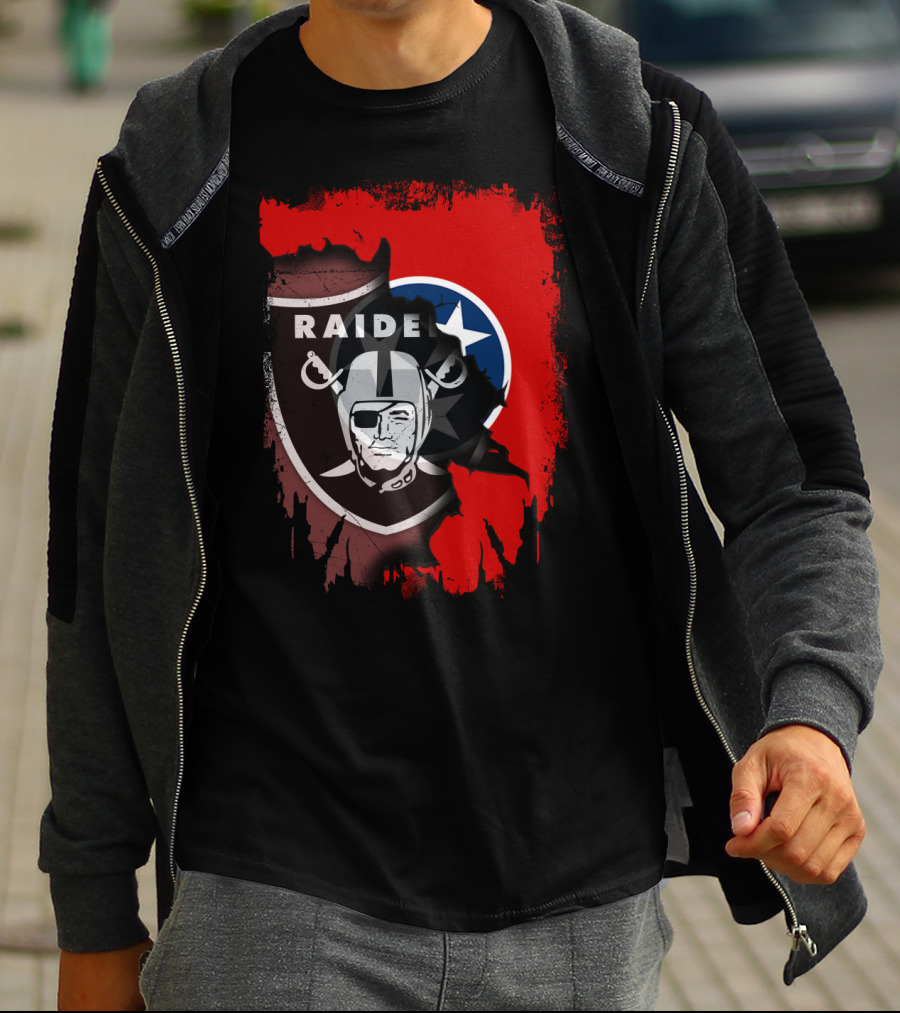 Raiders And Tennessee United With Iconic Helmets And Stars T-Shirt