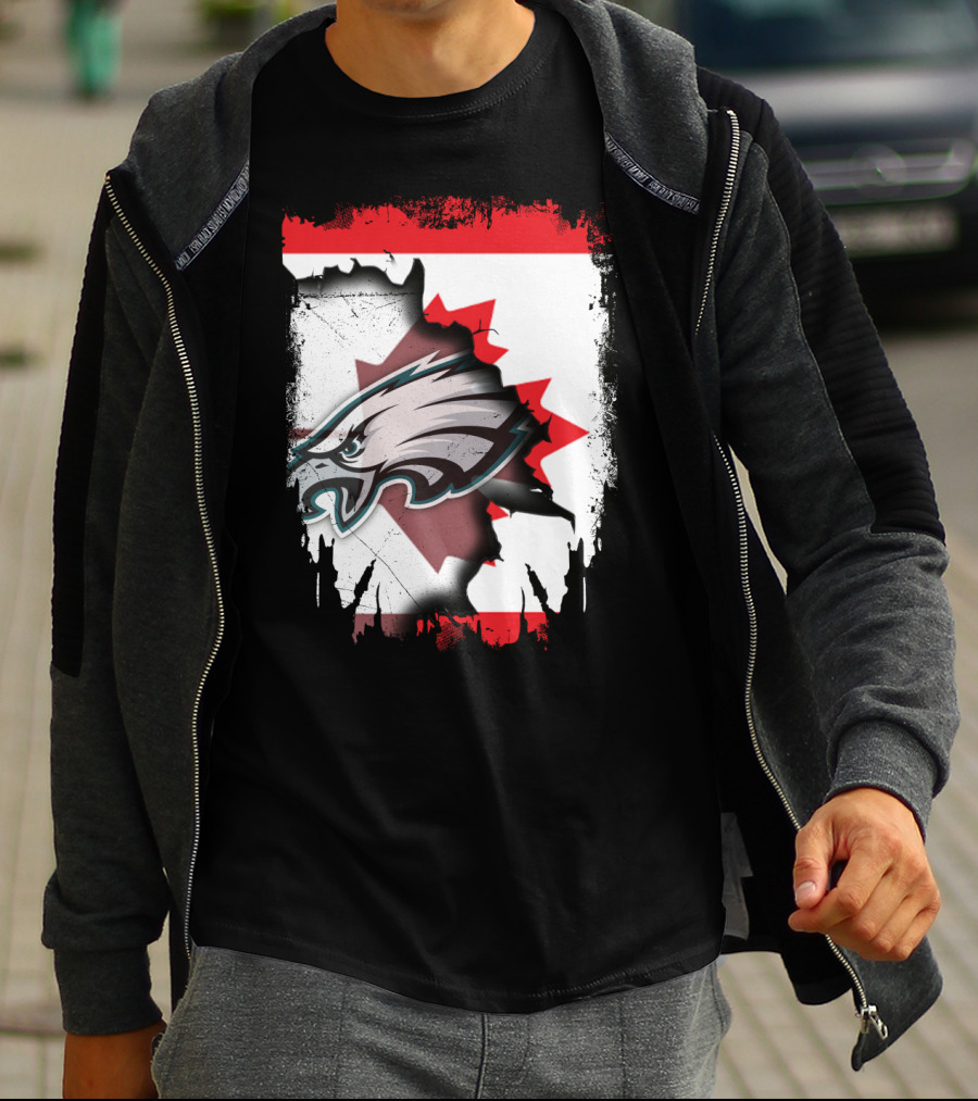 Together Canada Philadelphia Eagles Maple Leaf Rip T-Shirt