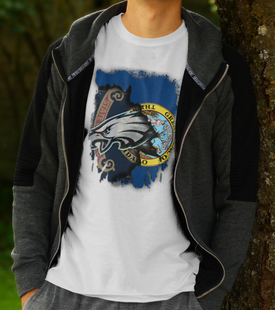 Idaho State Pride With Eagles NFL Team Logo Integration T-Shirt