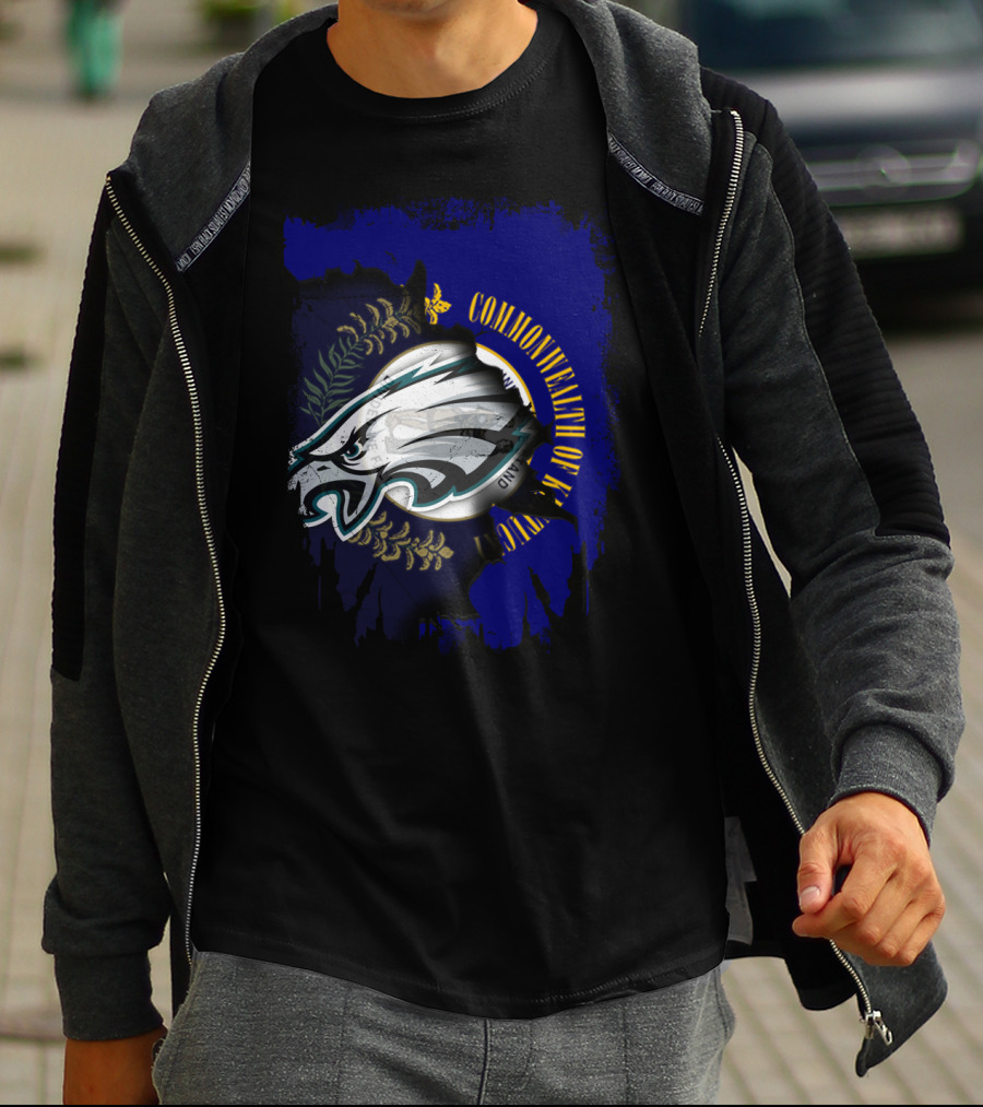 Commonwealth Of Kentucky With Eagles Logo Fusion T-Shirt