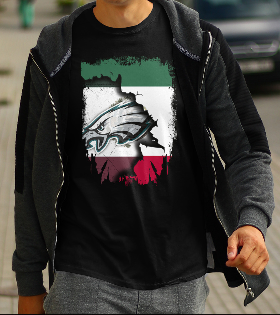Mexico Flag With Philadelphia Eagles T-Shirt