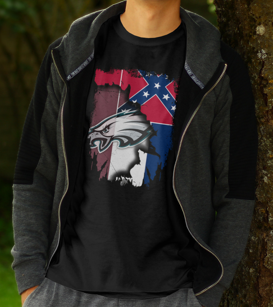 Mississippi Eagles With Confederate Flag Background T-Shirt