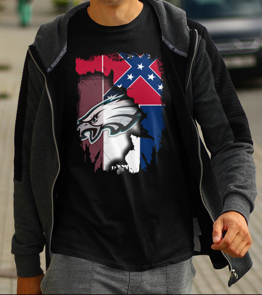 Mississippi Eagles With Confederate Flag Background T-Shirt