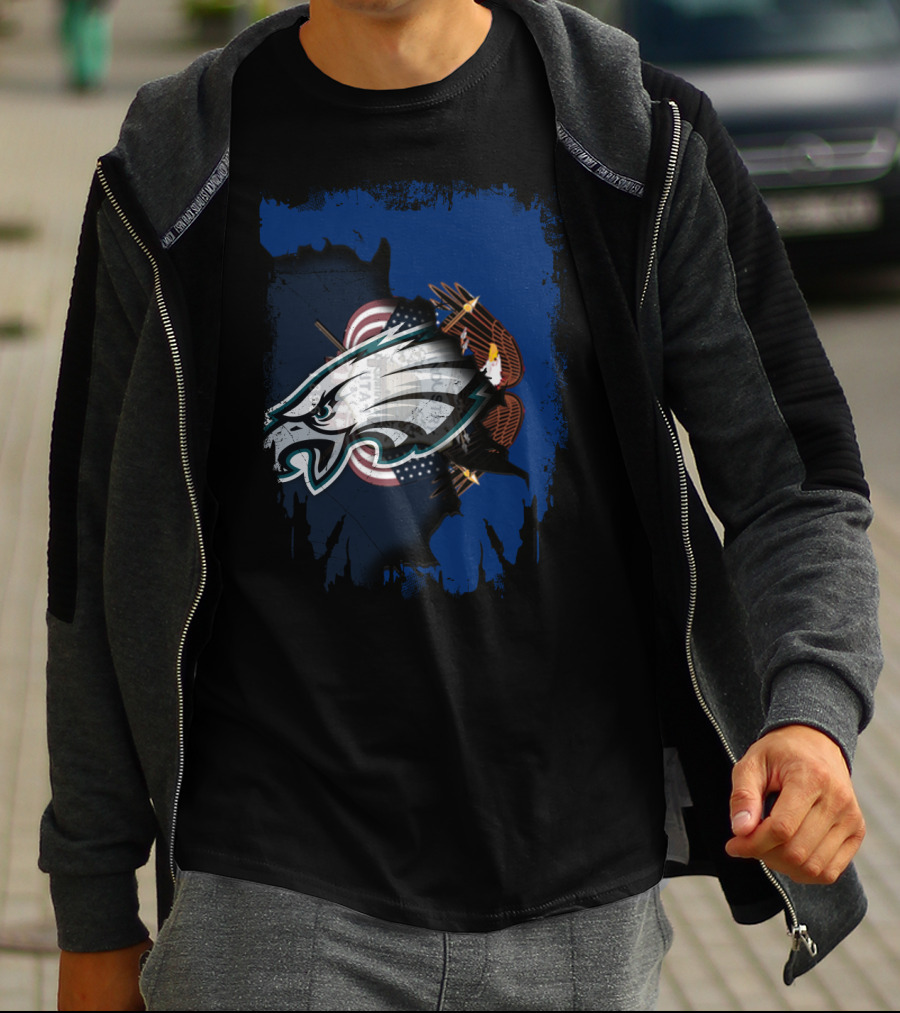 Together Utah Philadelphia Eagles USA Flag Eagle Fusion T-Shirt