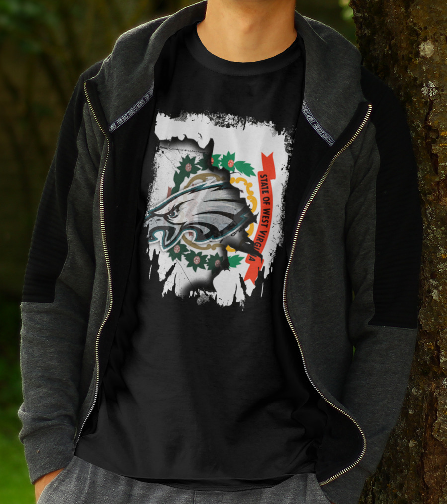 State Of West Virginia With Eagles Emblem T-Shirt