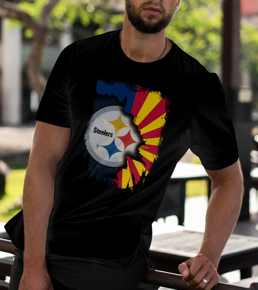 Steelers Logo With Arizona Flag Background T-Shirt